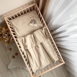 Set lenjerie de pat pentru pătuț bebeluși 3 piese Dreams beige